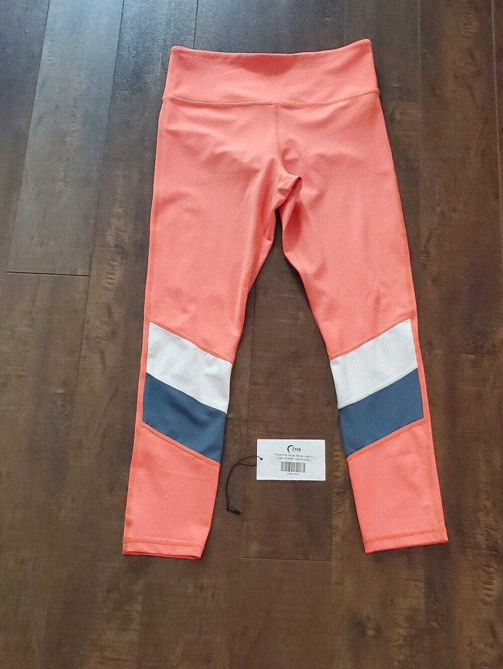 ZYIA Tangerine angle block Light N Tight High Rise 24"Leggings Size 6-8